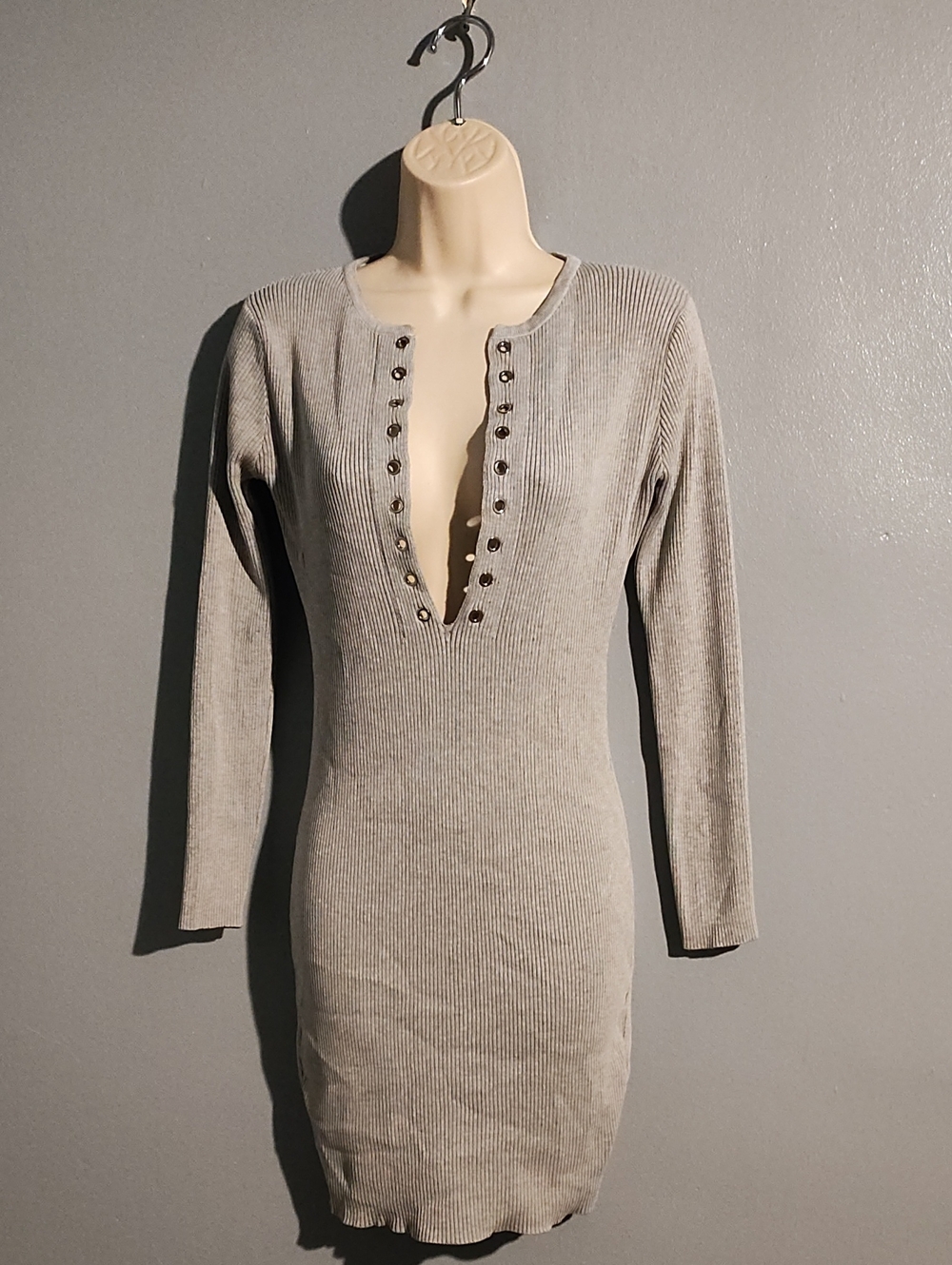 Immodel Ribbed Mini Dress in Gray Like New